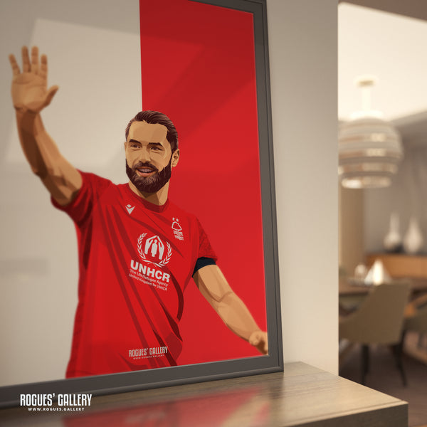 Felipe - Nottingham Forest - Signed A3 Red & White Prints