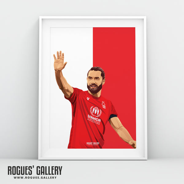 Felipe - Nottingham Forest - Signed A3 Red & White Prints