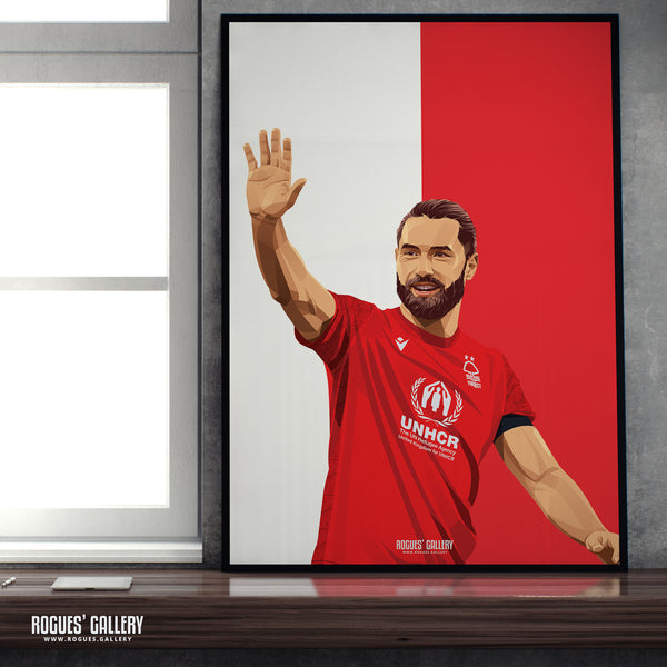 Felipe - Nottingham Forest - Signed A3 Red & White Prints
