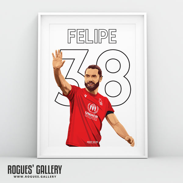 Felipe - Nottingham Forest - Signed A3 Name & Number Prints