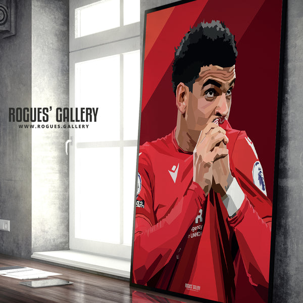 Morgan Gibbs-White: Kissing The Badge - Nottingham Forest - A0, A1, A2 or A3 Prints
