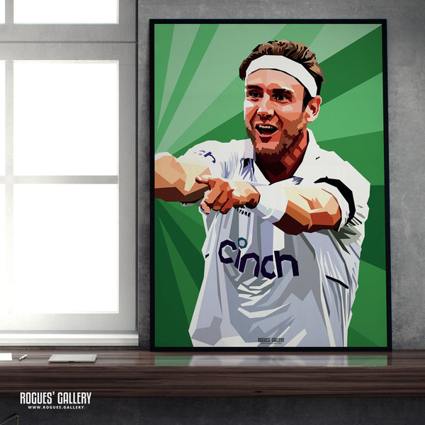 Stuart Broad - England ECB & Notts CCC Cricket Legend - A3/2/1/0 Icon Print