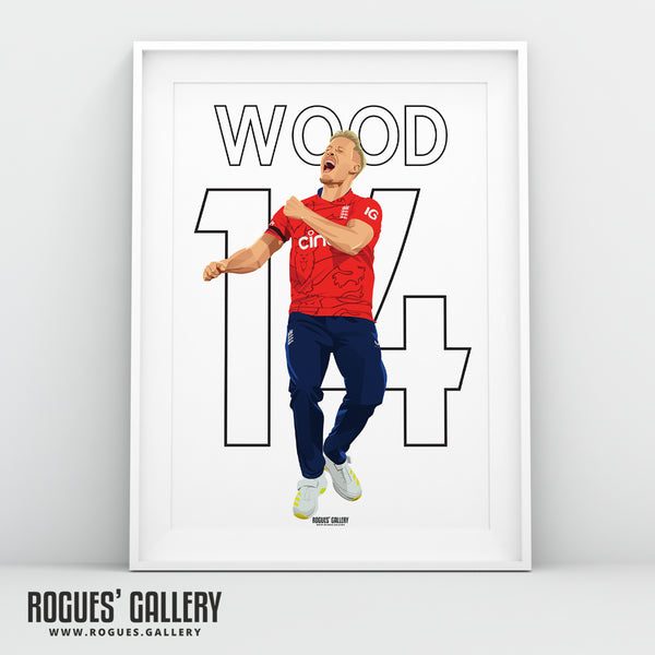Luke Wood - England T20 Cricket - A0, A1, A2 or A3 Name & Number Prints