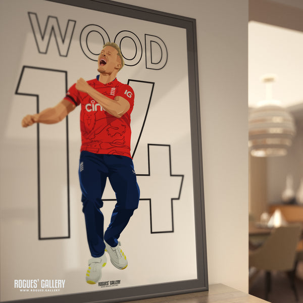 Luke Wood - England T20 Cricket - A0, A1, A2 or A3 Name & Number Prints