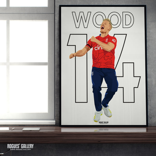 Luke Wood - England T20 Cricket - A0, A1, A2 or A3 Name & Number Prints