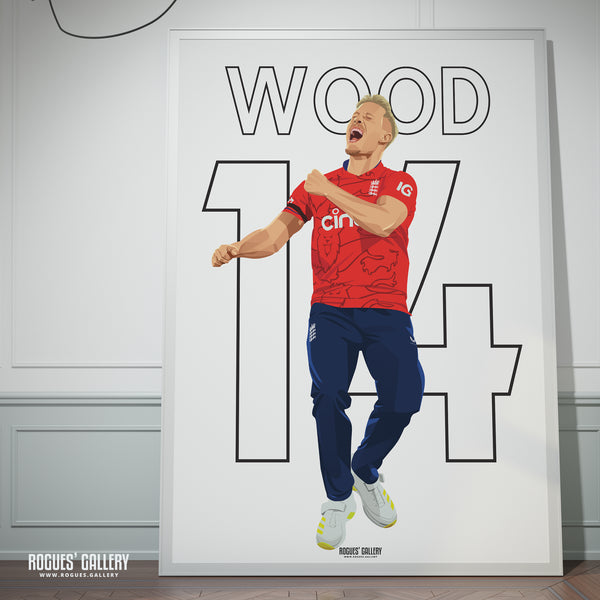 Luke Wood - England T20 Cricket - A0, A1, A2 or A3 Name & Number Prints