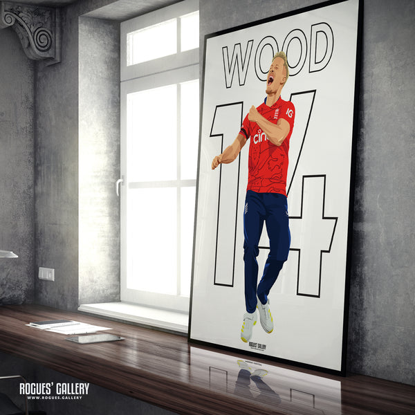 Luke Wood - England T20 Cricket - A0, A1, A2 or A3 Name & Number Prints