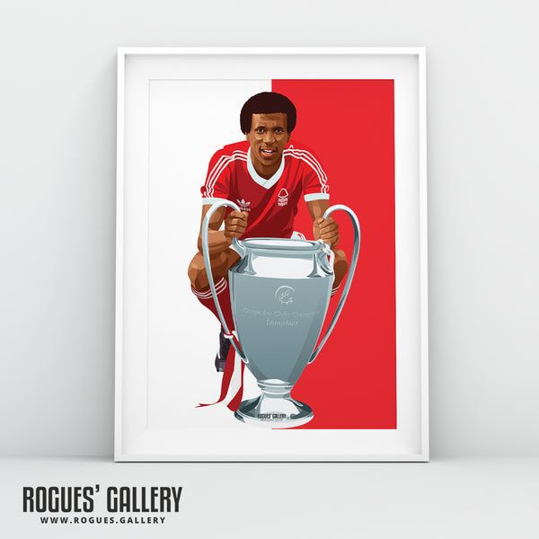 Viv Anderson - Nottingham Forest - A0, A1, A2 or A3 Greatest Ever Series Prints - Red & White Version