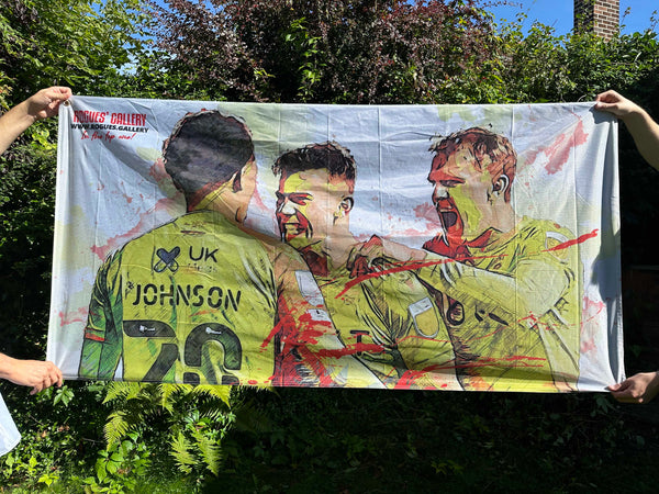 Three of Our Own - Joe Worrall, Ryan Yates & Brennan Johnson of Nottingham Forest - Ultimate High Quality Fan Flag