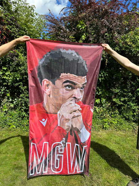Kissing The Badge - Morgan Gibbs-White of Nottingham Forest - Ultimate High Quality Fan Flag