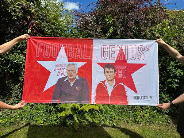 Football Genius' - Brian Clough & Peter Taylor Nottingham Forest - Ultimate High Quality Fan Flag