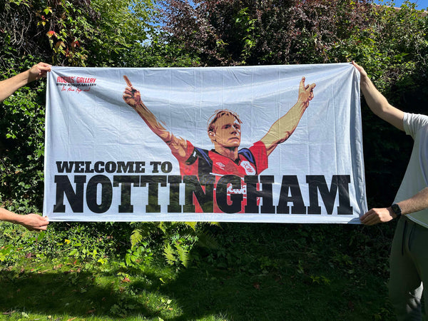 Welcome To Nottingham - Stuart Pearce aka Psycho of Nottingham Forest - Ultimate High Quality Fan Flag