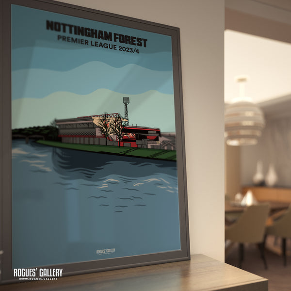 Designed To Be Signed: The City Ground & River Trent - Nottingham Forest 2023/24 - A0, A1, A2 or A3 Prints