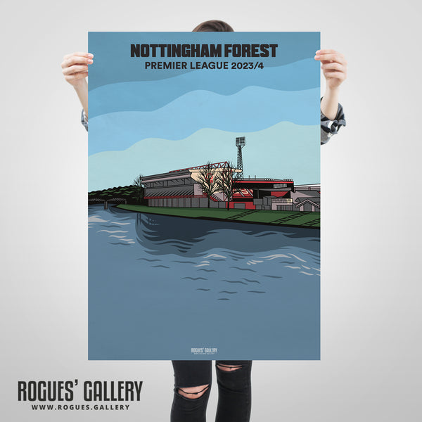 Designed To Be Signed: The City Ground & River Trent - Nottingham Forest 2023/24 - A0, A1, A2 or A3 Prints