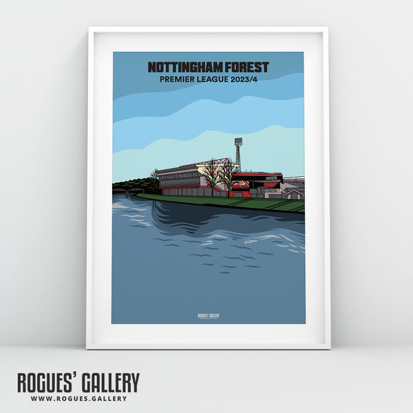 Designed To Be Signed: The City Ground & River Trent - Nottingham Forest 2023/24 - A0, A1, A2 or A3 Prints