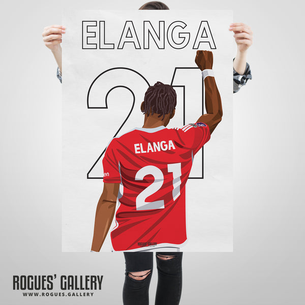 Anthony Elanga: Salute - Nottingham Forest - A0, A1, A2 or A3 Name & Number Prints