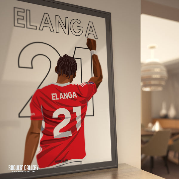 Anthony Elanga: Salute - Nottingham Forest - A0, A1, A2 or A3 Name & Number Prints