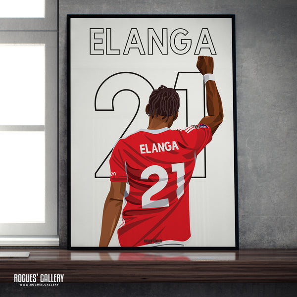 Anthony Elanga: Salute - Nottingham Forest - A0, A1, A2 or A3 Name & Number Prints