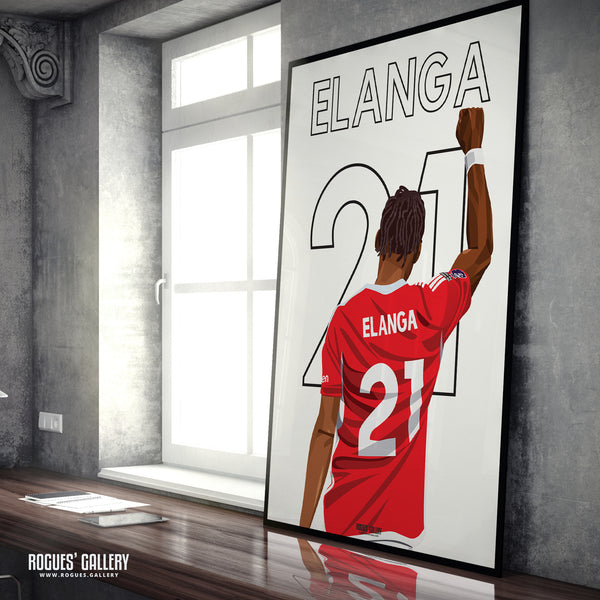 Anthony Elanga: Salute - Nottingham Forest - A0, A1, A2 or A3 Name & Number Prints