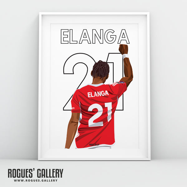 Anthony Elanga: Salute - Nottingham Forest - Signed A3 Name & Number Prints