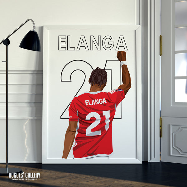 Anthony Elanga: Salute - Nottingham Forest - Signed A3 Name & Number Prints