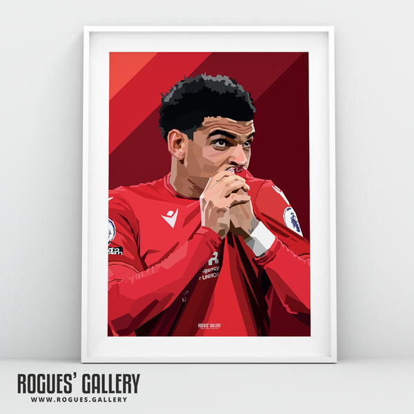 Morgan Gibbs-White: Kissing The Badge - Nottingham Forest - Signed A3 Prints