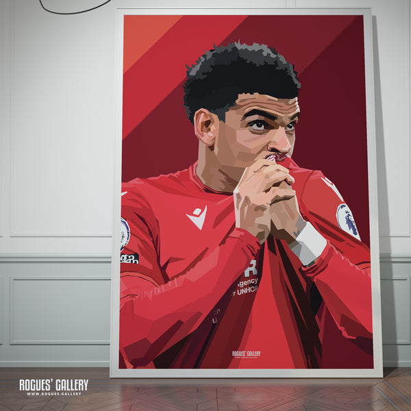 Morgan Gibbs-White: Kissing The Badge - Nottingham Forest - Signed A3 Prints