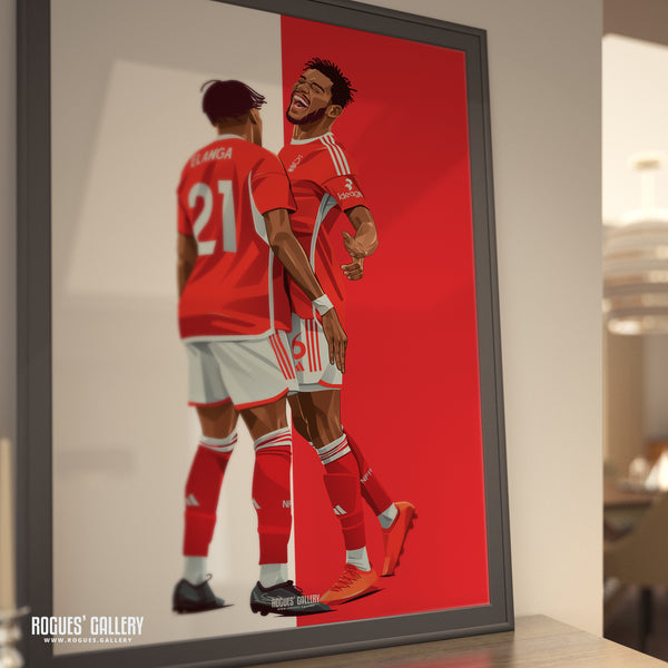 Sangare & Elanga Celebrate - Nottingham Forest - A0, A1, A2 or A3 Prints