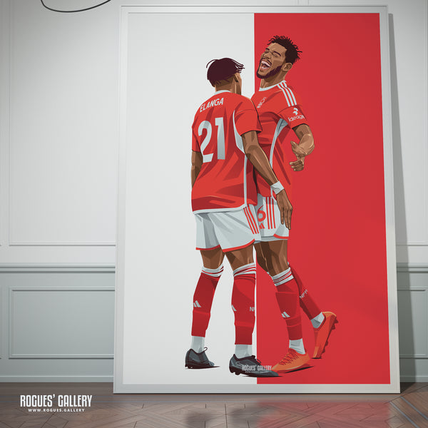 Sangare & Elanga Celebrate - Nottingham Forest - A0, A1, A2 or A3 Prints