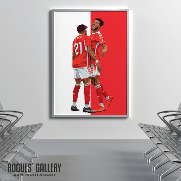 Sangare & Elanga Celebrate - Nottingham Forest - A0, A1, A2 or A3 Prints