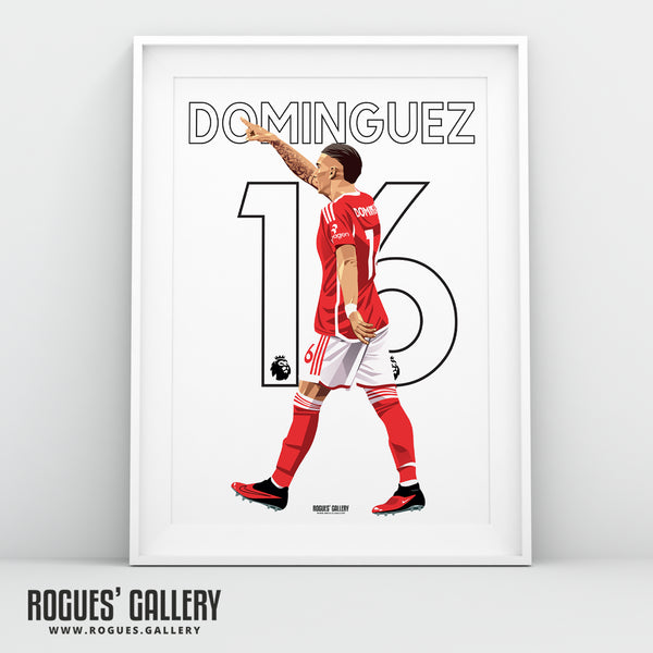 Nicolas Dominguez - Nottingham Forest - A0, A1, A2 or A3 Name & Number Prints