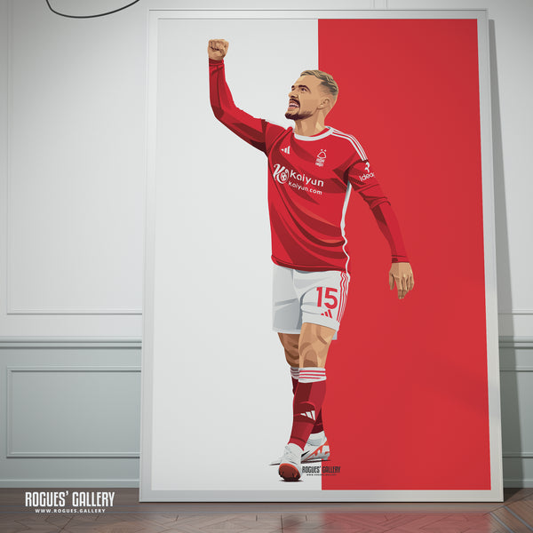 Harry Toffolo - Nottingham Forest - A0, A1, A2 or A3 Red & White Prints