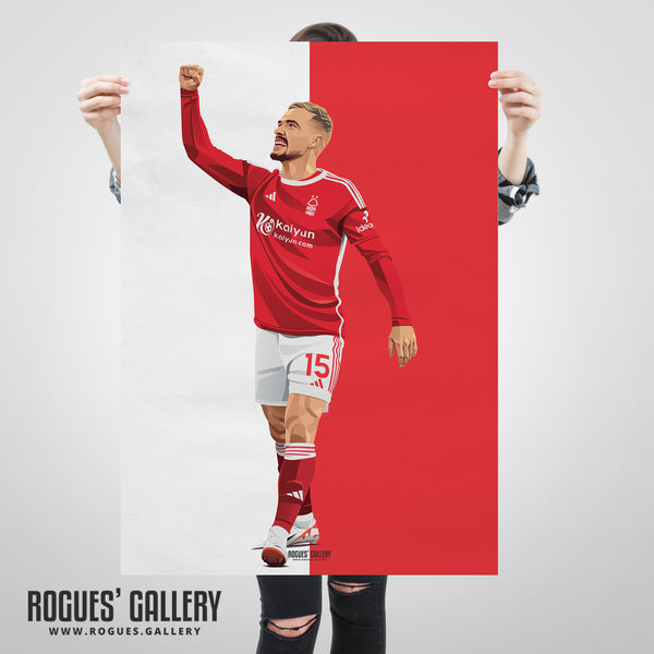 Harry Toffolo - Nottingham Forest - A0, A1, A2 or A3 Red & White Prints