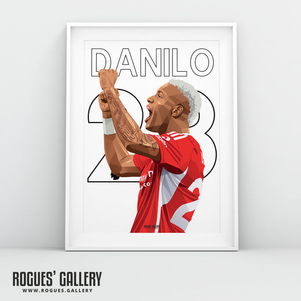 Danilo - Nottingham Forest - A0, A1, A2 or A3 Name & Number Prints