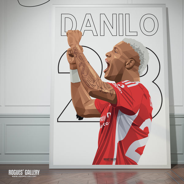 Danilo - Nottingham Forest - A0, A1, A2 or A3 Name & Number Prints