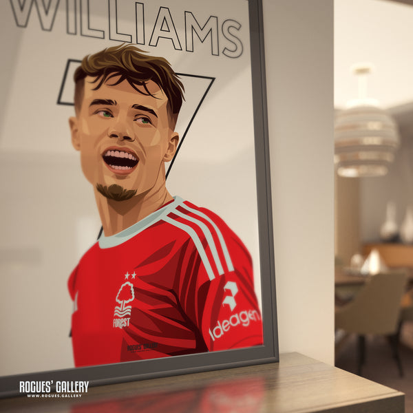 Neco Williams - Nottingham Forest - A0, A1, A2 or A3 Name & Number Prints