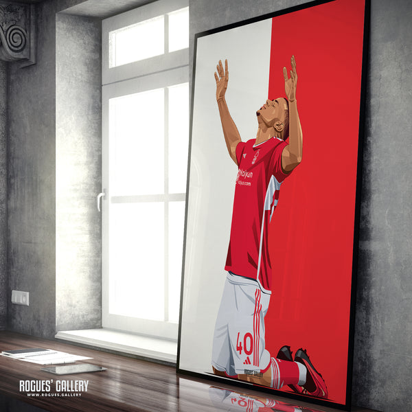 Murillo - Nottingham Forest - A0, A1, A2 or A3 Red & White Prints