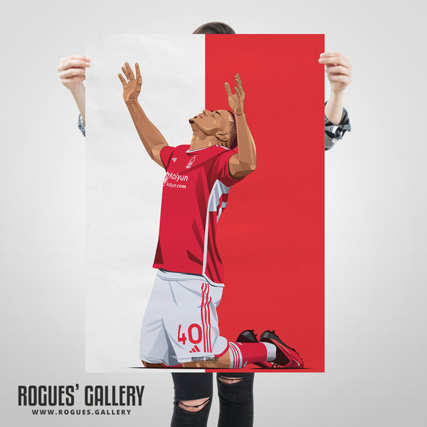 Murillo - Nottingham Forest - A0, A1, A2 or A3 Red & White Prints