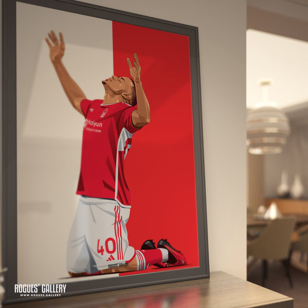 Murillo - Nottingham Forest - Signed A3 Red & White Prints