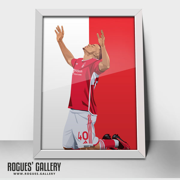 Murillo - Nottingham Forest - Signed A3 Red & White Prints