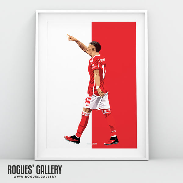 Nicolas Dominguez - Nottingham Forest - A0, A1, A2 or A3 Red & White Prints
