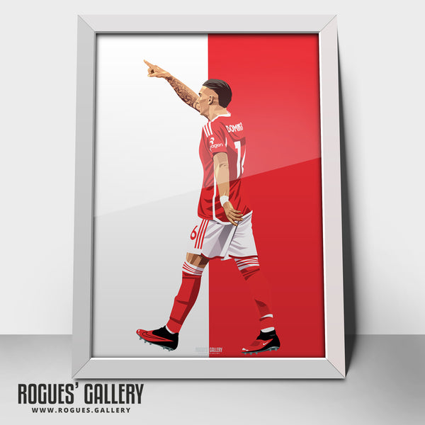 Nicolas Dominguez - Nottingham Forest - A0, A1, A2 or A3 Red & White Prints