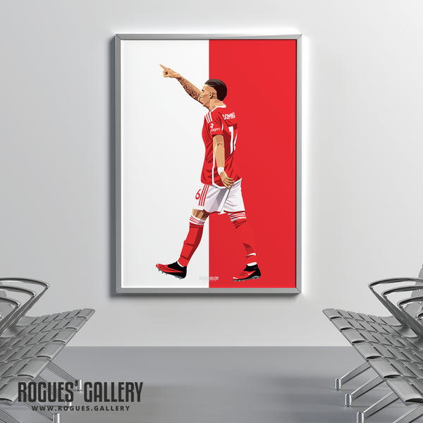 Nicolas Dominguez - Nottingham Forest - A0, A1, A2 or A3 Red & White Prints