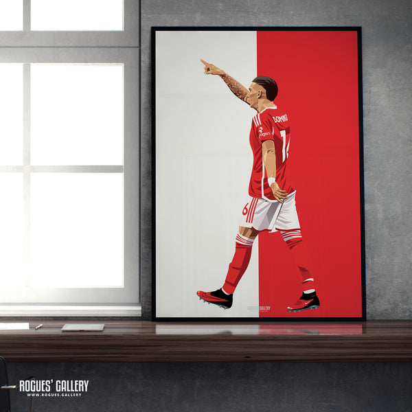 Nicolas Dominguez - Nottingham Forest - A0, A1, A2 or A3 Red & White Prints