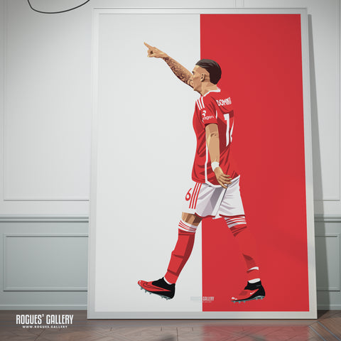Nicolas Dominguez - Nottingham Forest - A0, A1, A2 or A3 Red & White Prints