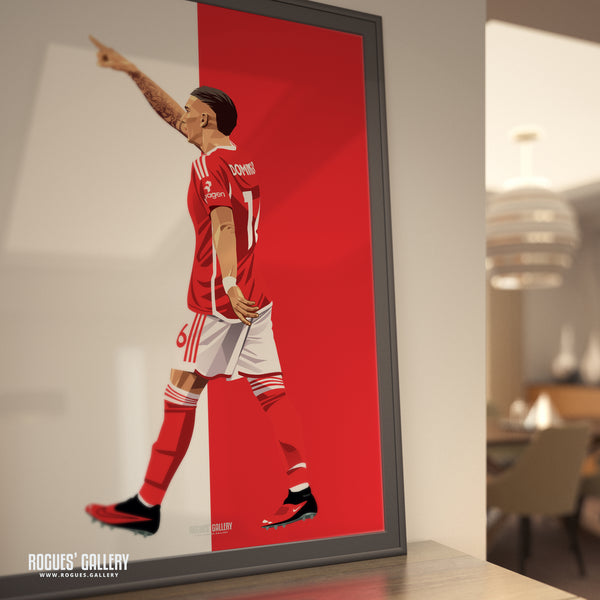 Nicolas Dominguez - Nottingham Forest - Signed A3 Red & White Prints