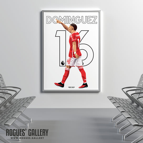 Nicolas Dominguez - Nottingham Forest - Signed A3 Name & Number Prints
