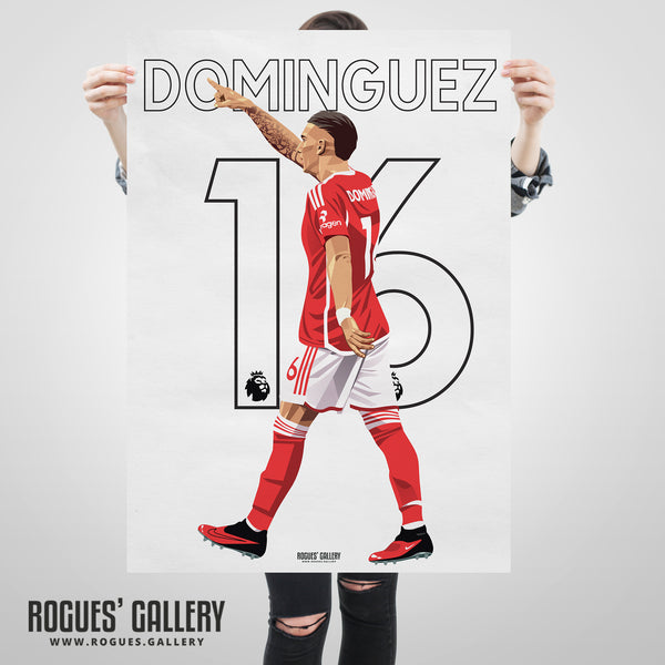 Nicolas Dominguez - Nottingham Forest - Signed A3 Name & Number Prints