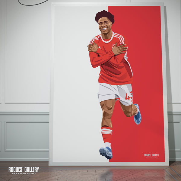 Ola Aina - Nottingham Forest - Signed A3 Red & White Prints