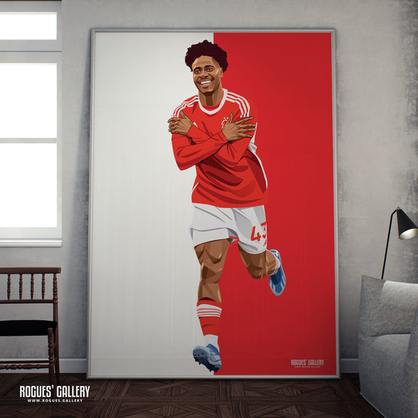 Ola Aina - Nottingham Forest - Signed A3 Red & White Prints